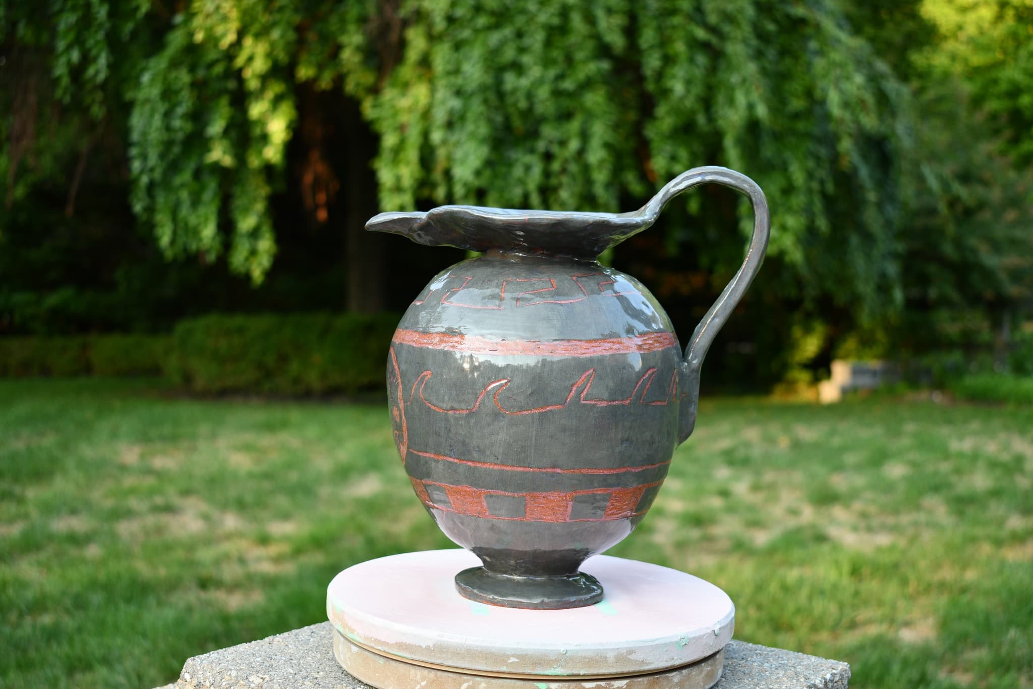Oinochoe-Inspired Terracotta Pot