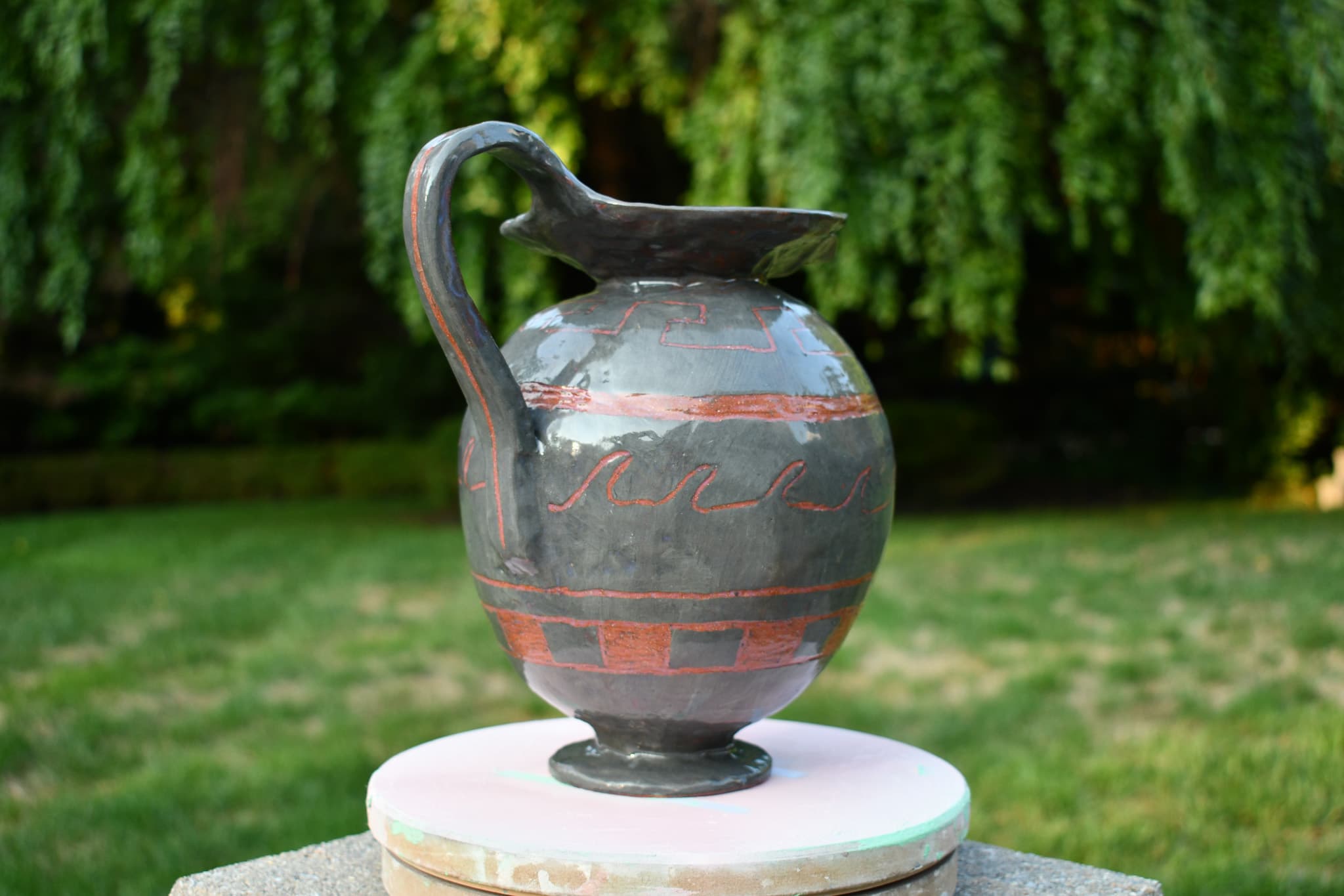 Oinochoe-Inspired Terracotta Pot